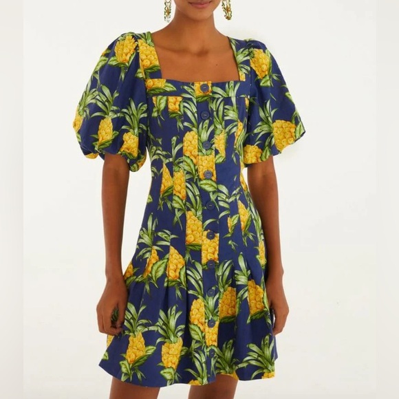 FARM Rio Dresses & Skirts - FARM Rio Blue and Yellow Pineapple Dress
